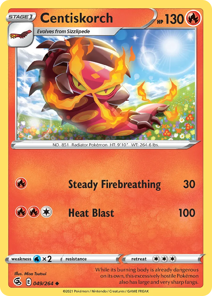 2021 Fusion Strike Centiskorch Rare #048/264 Rare card image