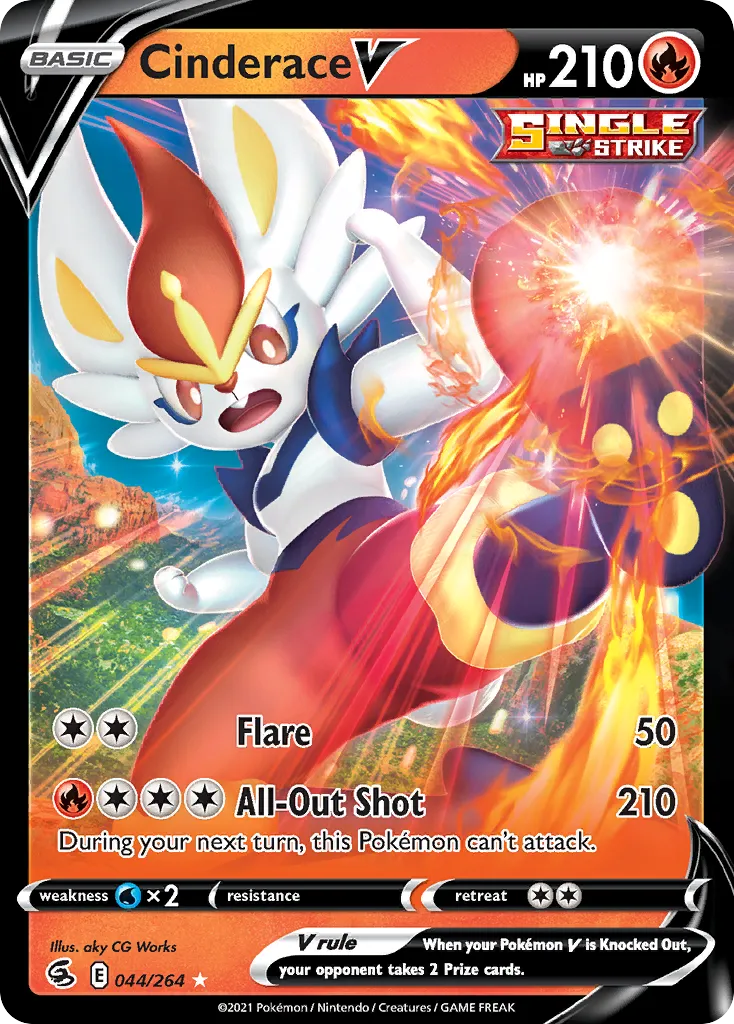 2021 Fusion Strike Cinderace V Rare Holo V #043/264 Rare Holo V card image