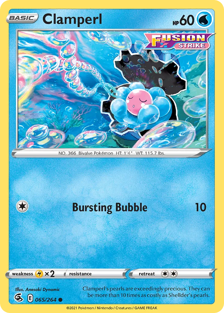 2021 Fusion Strike Clamperl Common #065/264 Common card image