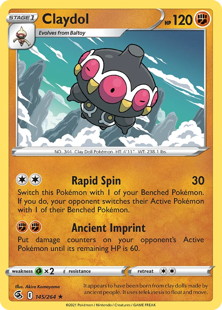 2021 Fusion Strike Claydol Rare #145/264 Rare card image