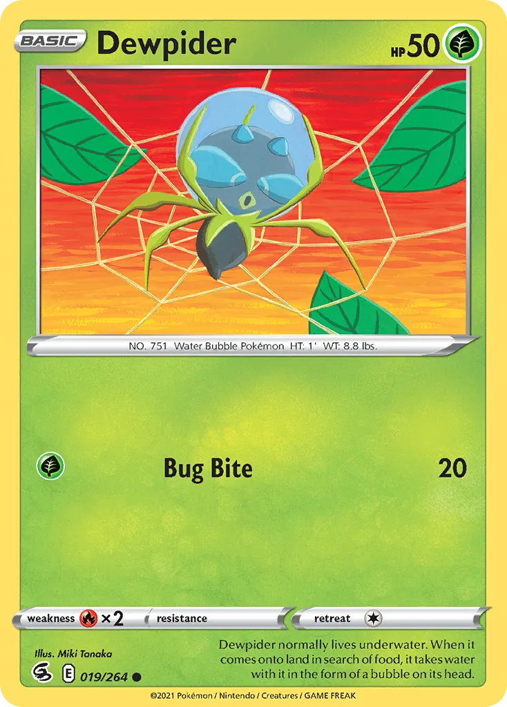 2021 Fusion Strike Dewpider Common #019/264 Common card image
