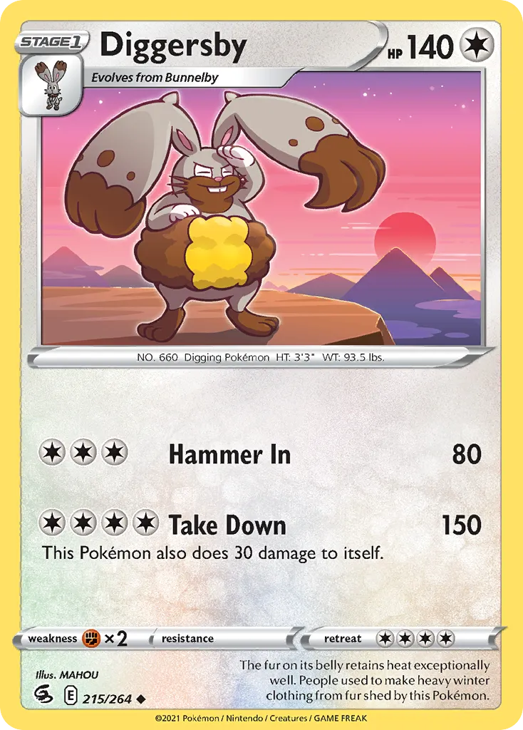 2021 Fusion Strike Diggersby #215/264 Uncommon card image