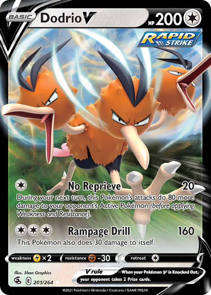 2021 Fusion Strike Dodrio V Rare Holo V #201/264 Rare Holo V card image
