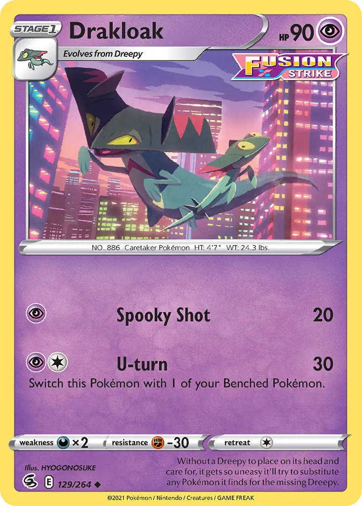 2021 Fusion Strike Drakloak #129/264 Uncommon card image