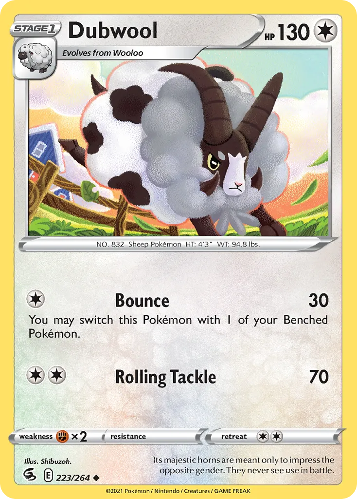 2021 Fusion Strike Dubwool #223/264 Uncommon card image