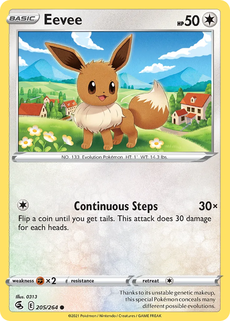 2021 Fusion Strike Eevee Common #205/264 Common card image