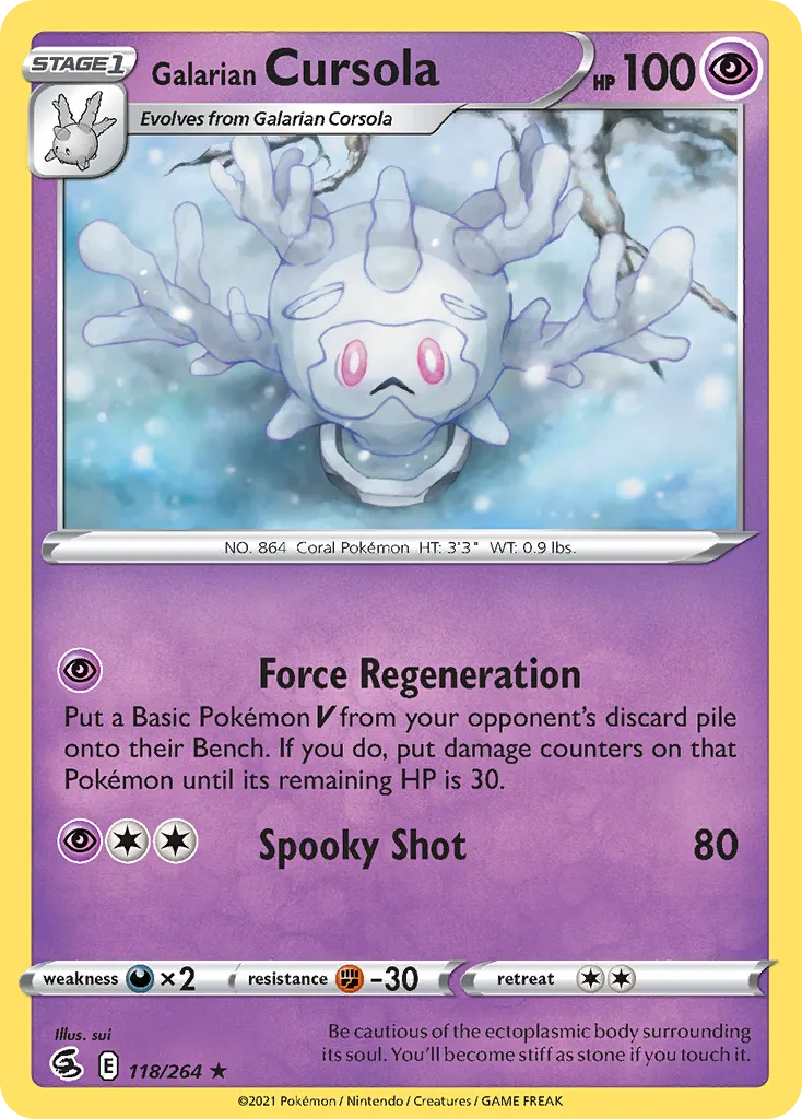 2021 Fusion Strike Galarian Cursola Rare #118/264 Rare card image