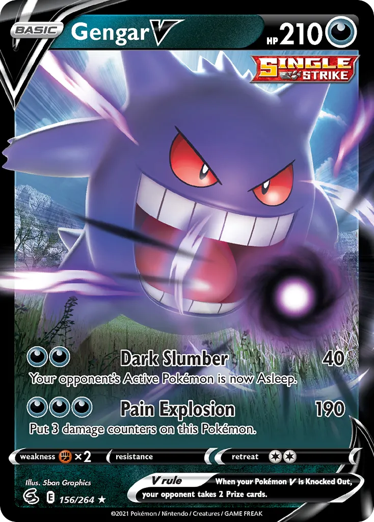 2021 Fusion Strike Gengar V Rare Holo V #156/264 Rare Holo V card image