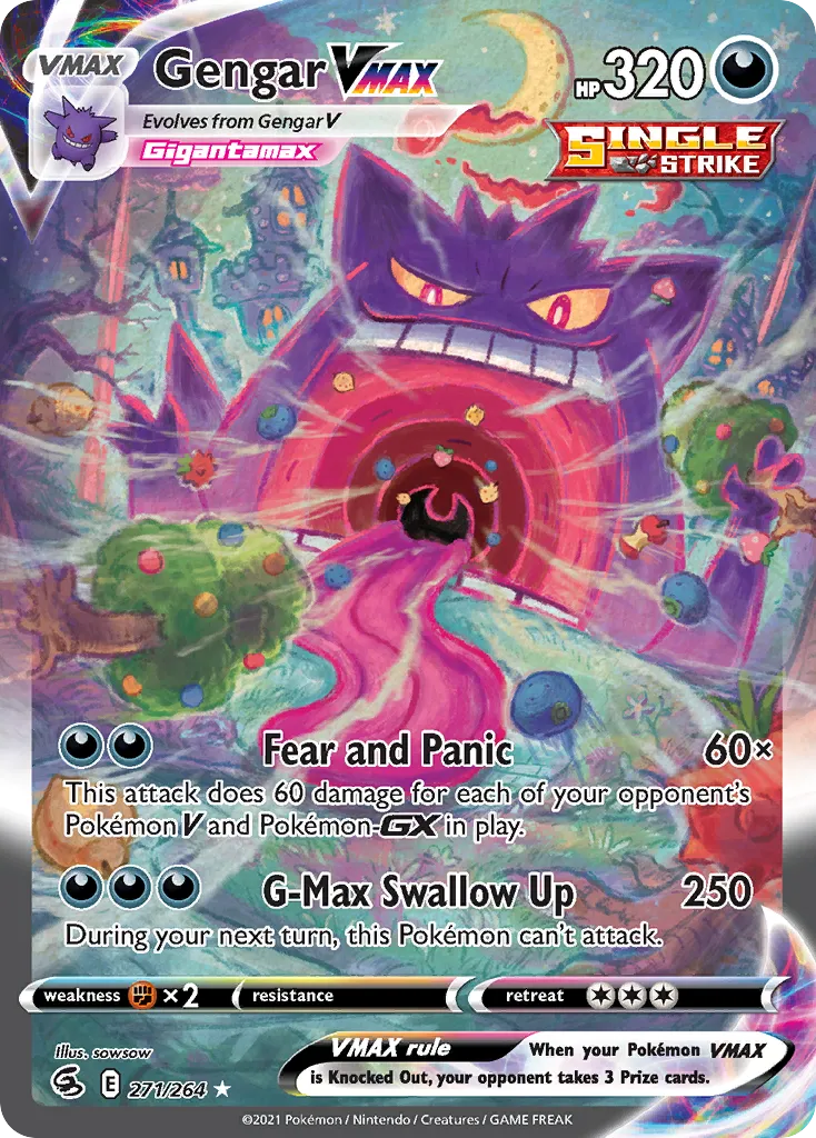 2021 Fusion Strike Gengar VMAX #271/264 Rare Rainbow card image