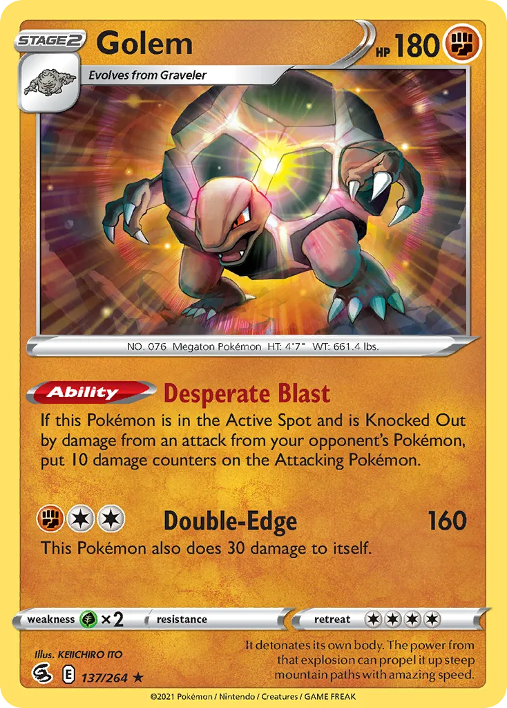 2021 Fusion Strike Golem Rare #137/264 Rare card image