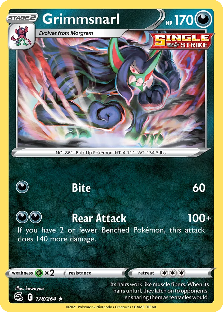 2021 Fusion Strike Grimmsnarl Rare Holo #178/264 Rare Holo card image