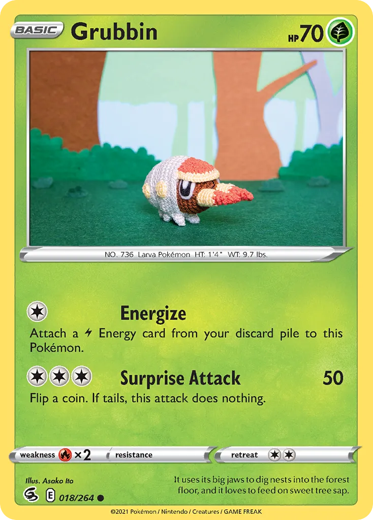 2021 Fusion Strike Grubbin Common #018/264 Common card image