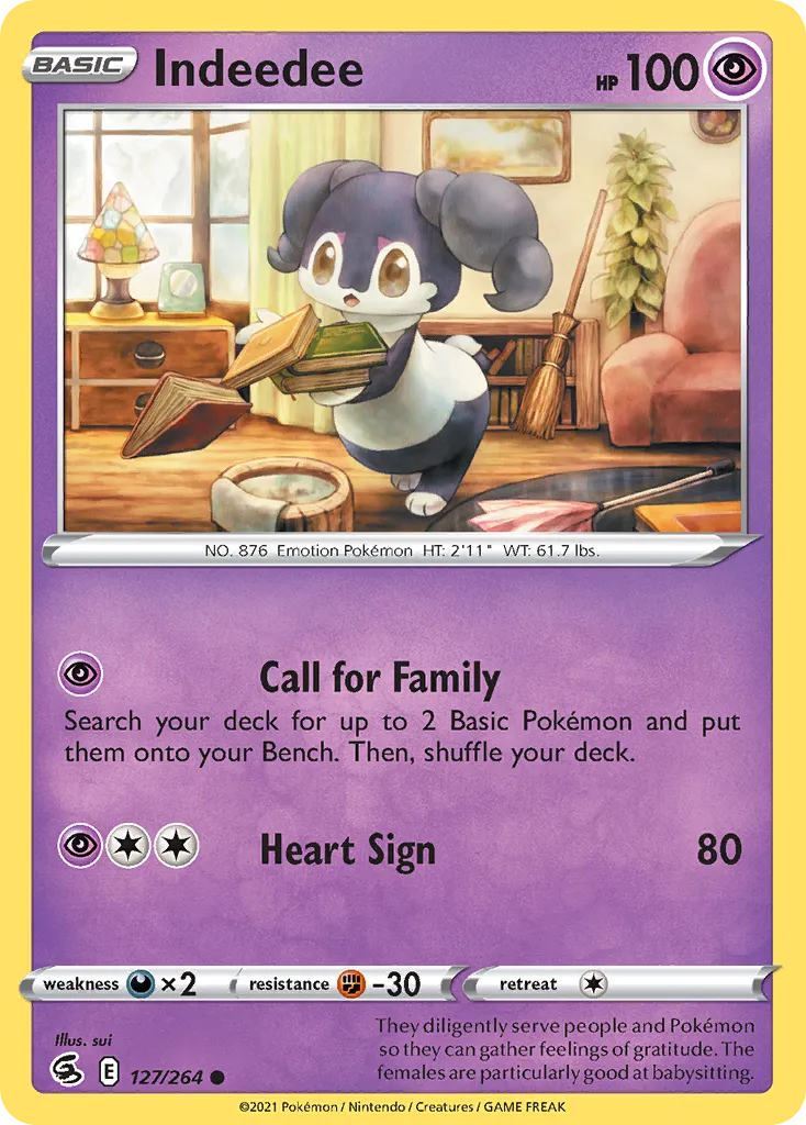 2021 Fusion Strike Indeedee Common #127/264 Common card image