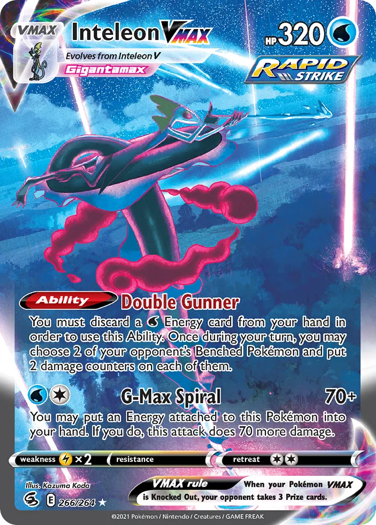 2021 Fusion Strike Inteleon VMAX #266/264 Rare Rainbow card image