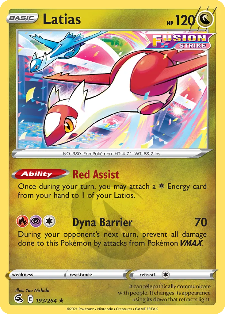 2021 Fusion Strike Latias Rare #193/264 Rare card image