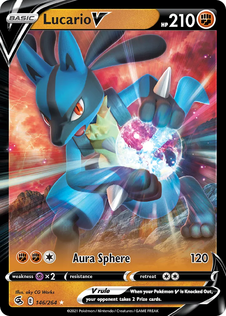 2021 Fusion Strike Lucario V Rare Holo V #146/264 Rare Holo V card image