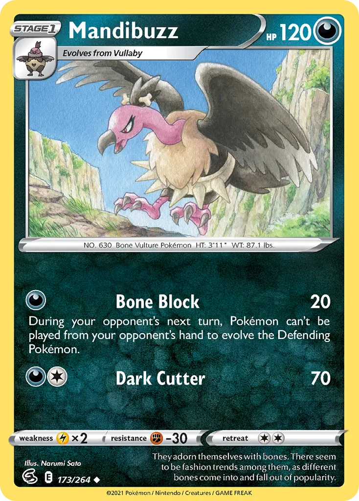2021 Fusion Strike Mandibuzz #173/264 Uncommon card image