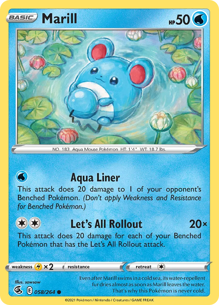 2021 Fusion Strike Marill Common #058/264 Common card image
