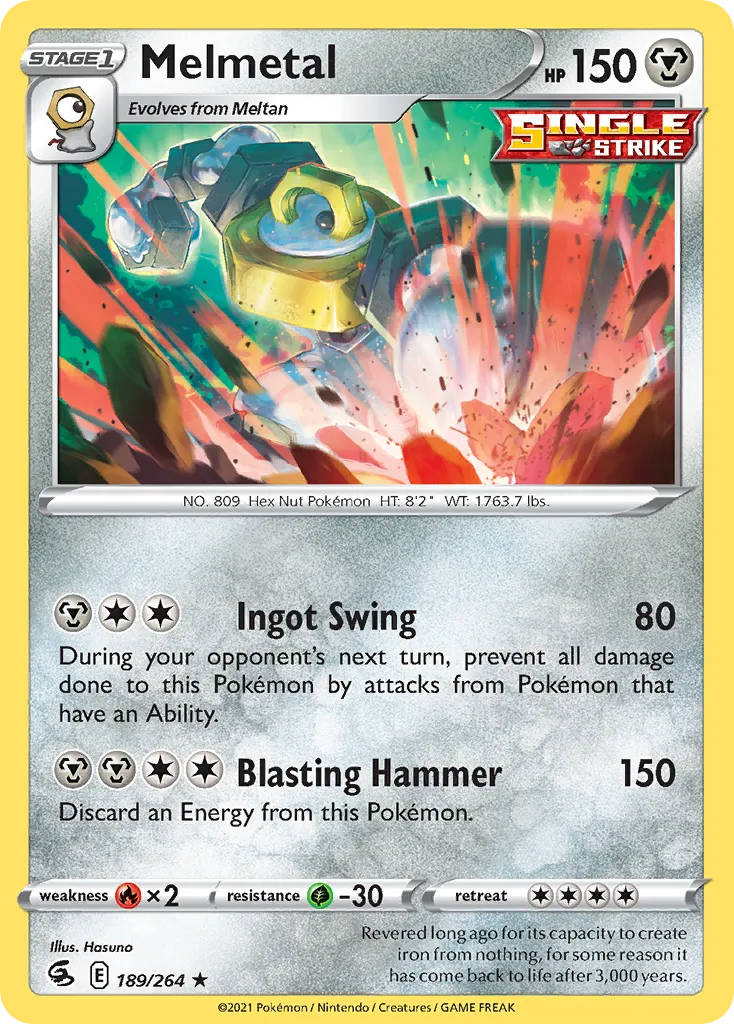 2021 Fusion Strike Melmetal Rare Holo #189/264 Rare Holo card image