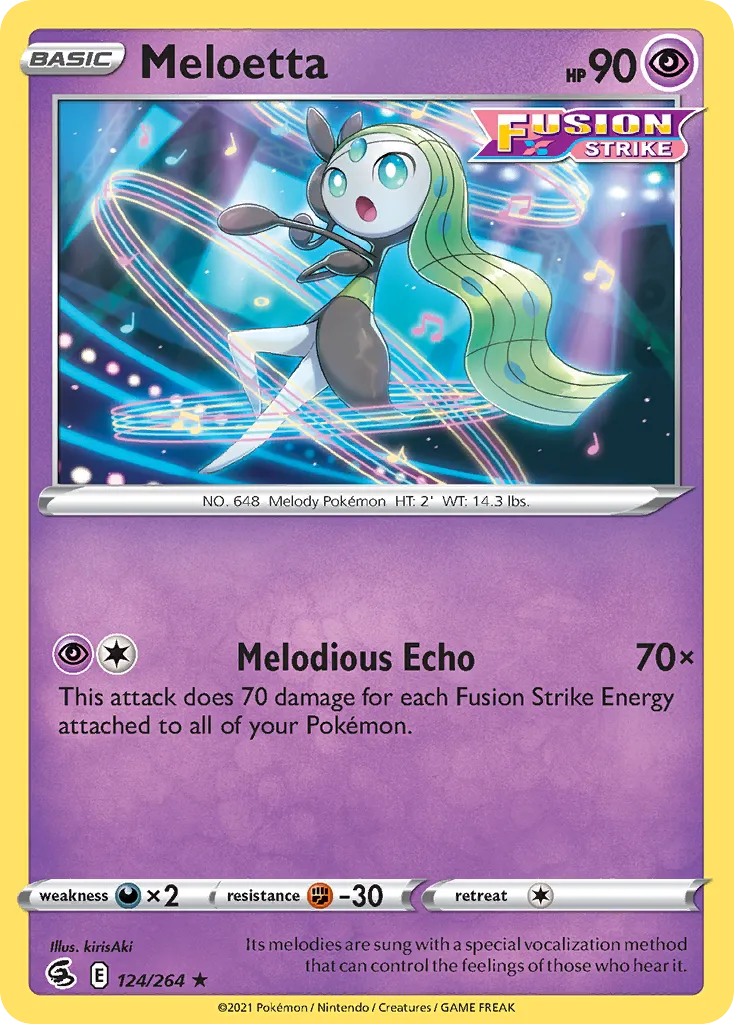 2021 Fusion Strike Meloetta Rare #124/264 Rare card image