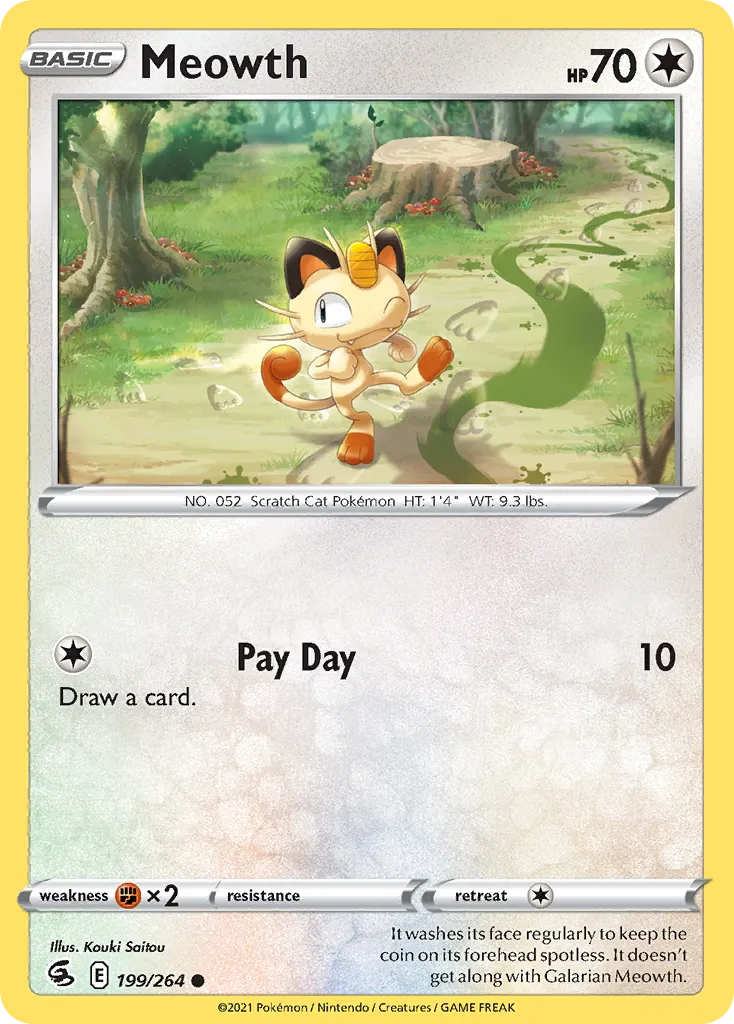 2021 Fusion Strike Meowth #199/264 Common card image