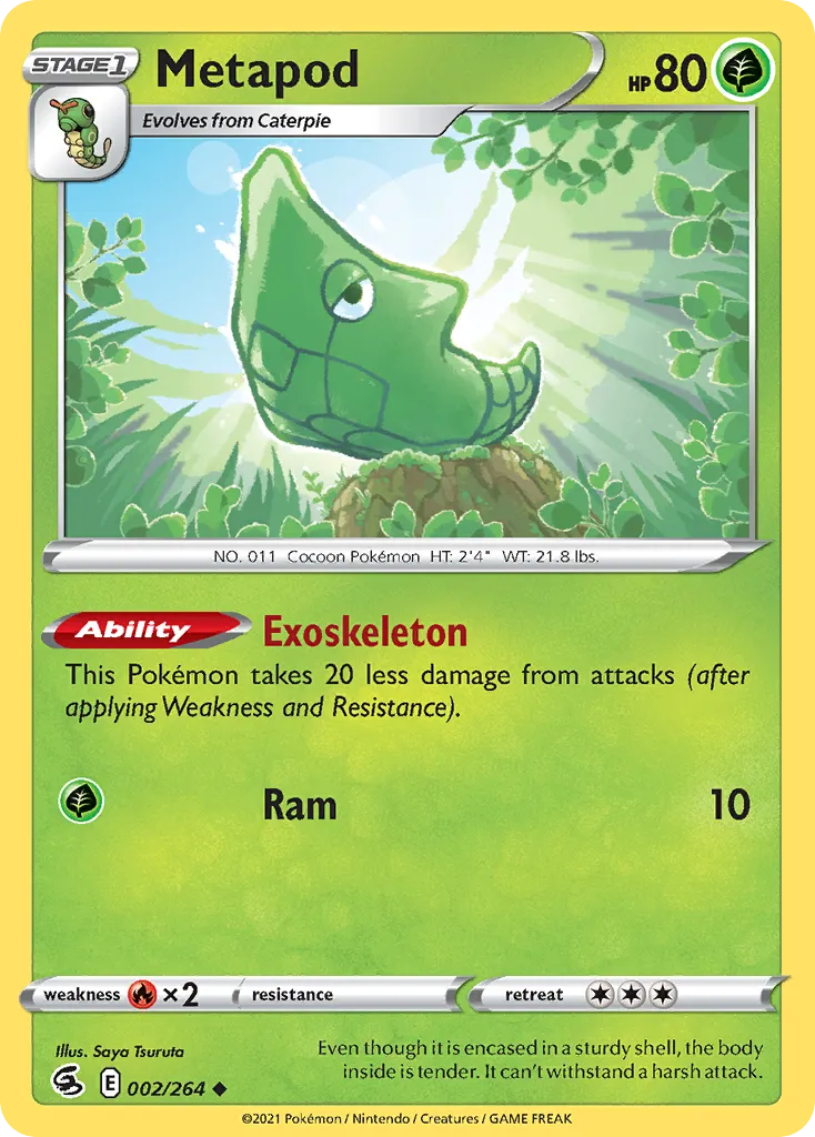 2021 Fusion Strike Metapod #002/264 Uncommon card image