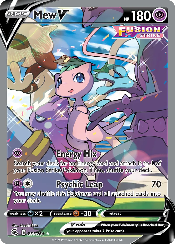 2021 Fusion Strike Mew V Rare Holo V #113/264 Rare Holo V card image