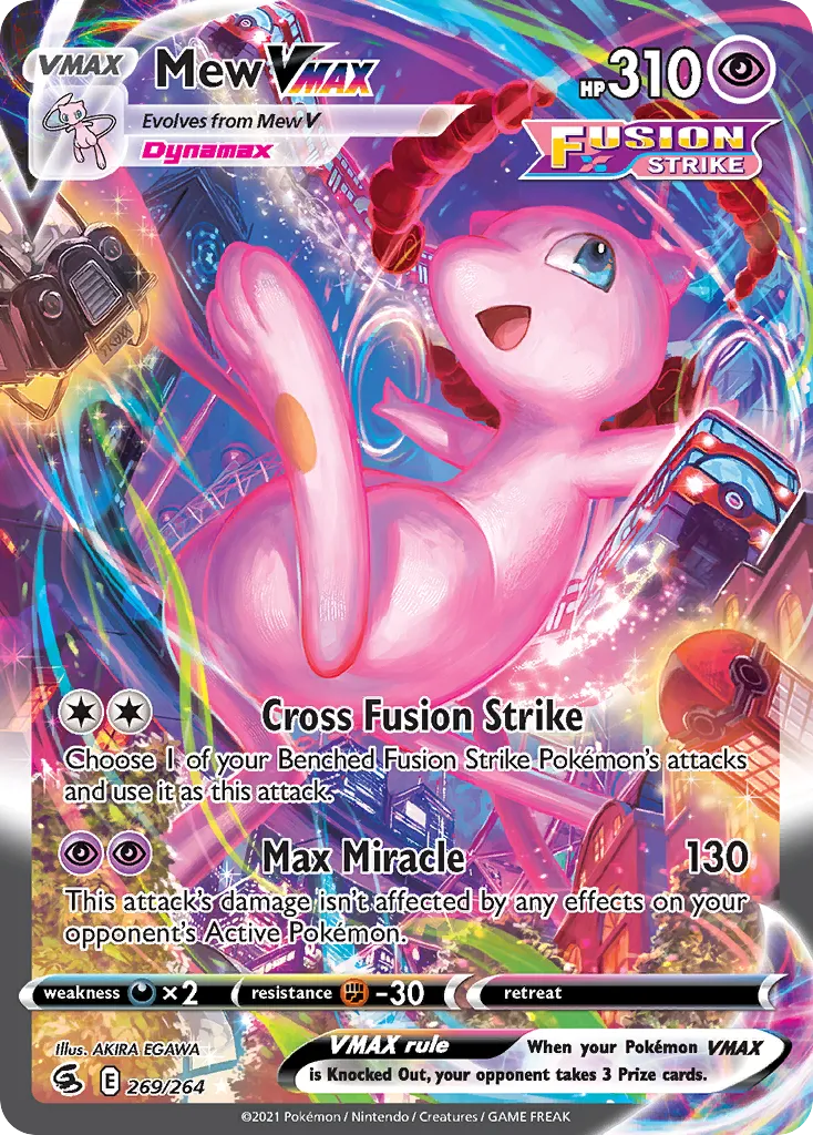 2021 Fusion Strike Mew VMAX #268/264 Rare Rainbow card image