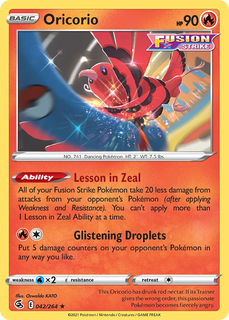 2021 Fusion Strike Oricorio Rare #042/264 Rare card image