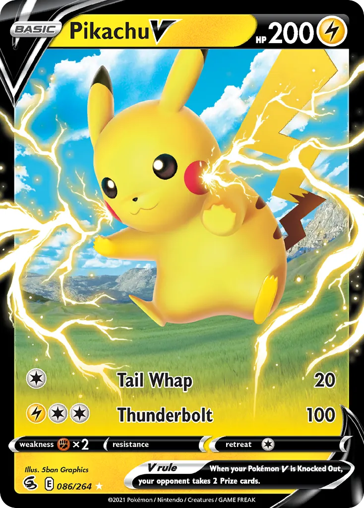 2021 Fusion Strike Pikachu V Rare Holo V #086/264 Rare Holo V card image