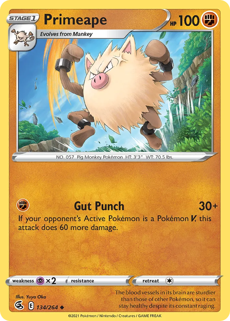 2021 Fusion Strike Primeape #134/264 Uncommon card image