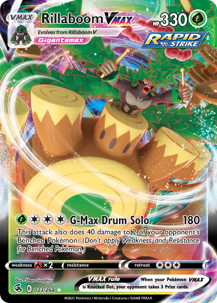 2021 Fusion Strike Rillaboom VMAX Rare Holo VMAX #023/264 Rare Holo VMAX card image