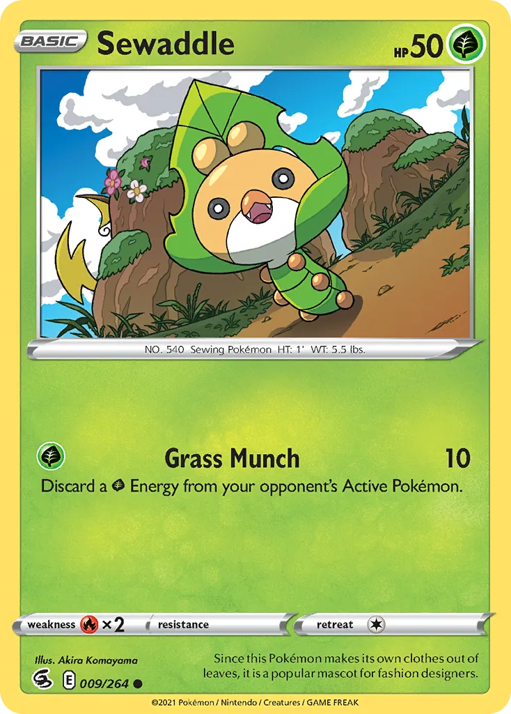 2021 Fusion Strike Sewaddle Common #009/264 Common card image
