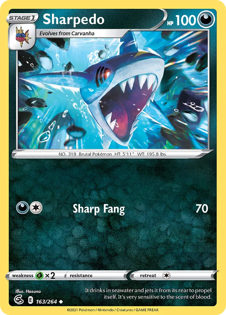 2021 Fusion Strike Sharpedo Uncommon #163/264 Uncommon card image