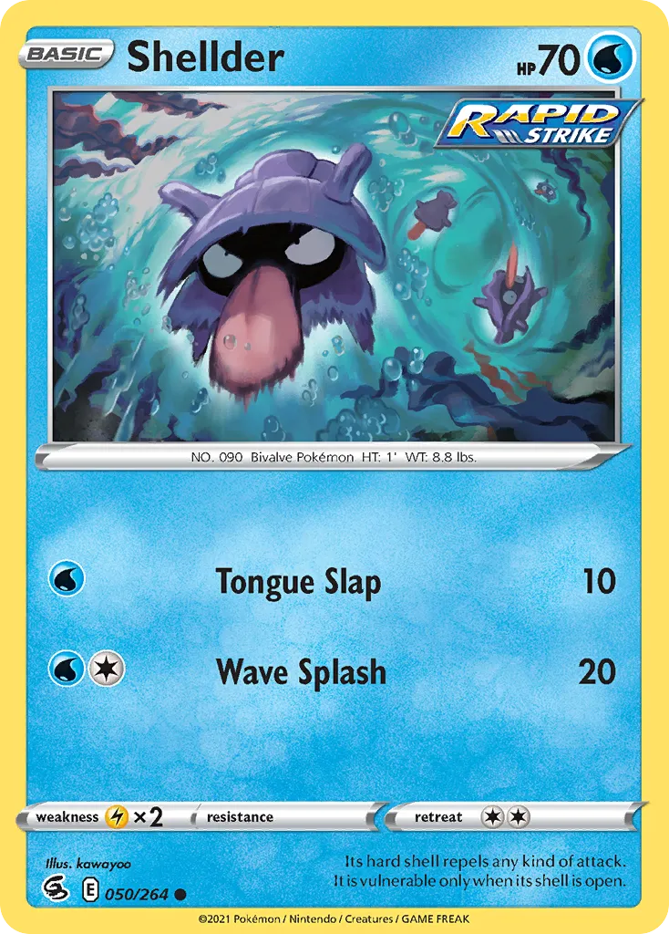 2021 Fusion Strike Shellder Common #050/264 Common card image