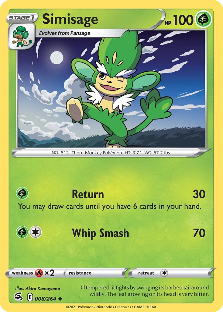 2021 Fusion Strike Simisage Uncommon #008/264 Uncommon card image