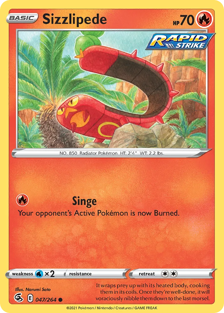 2021 Fusion Strike Sizzlipede Common #046/264 Common card image