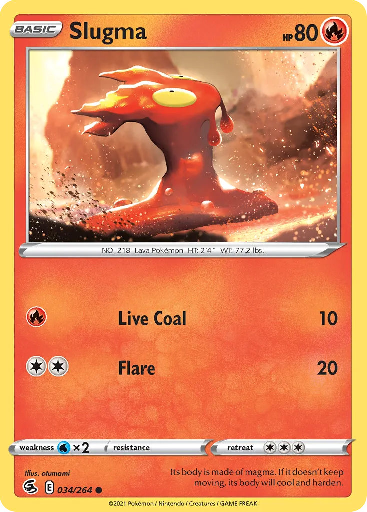 2021 Fusion Strike Slugma Common #034/264 Common card image
