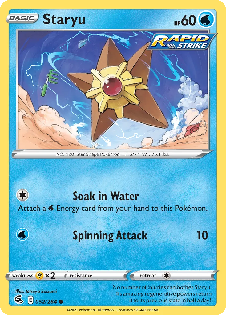 2021 Fusion Strike Staryu Common #052/264 Common card image