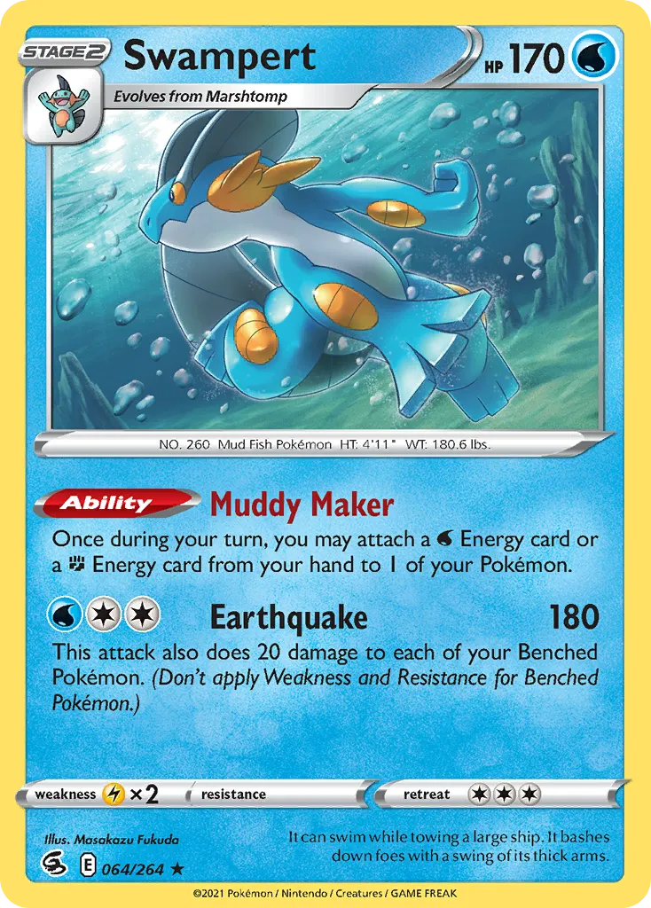 2021 Fusion Strike Swampert Rare Holo #064/264 Rare Holo card image