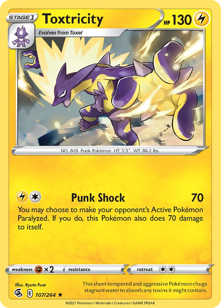 2021 Fusion Strike Toxtricity #107/264 Rare Holo card image