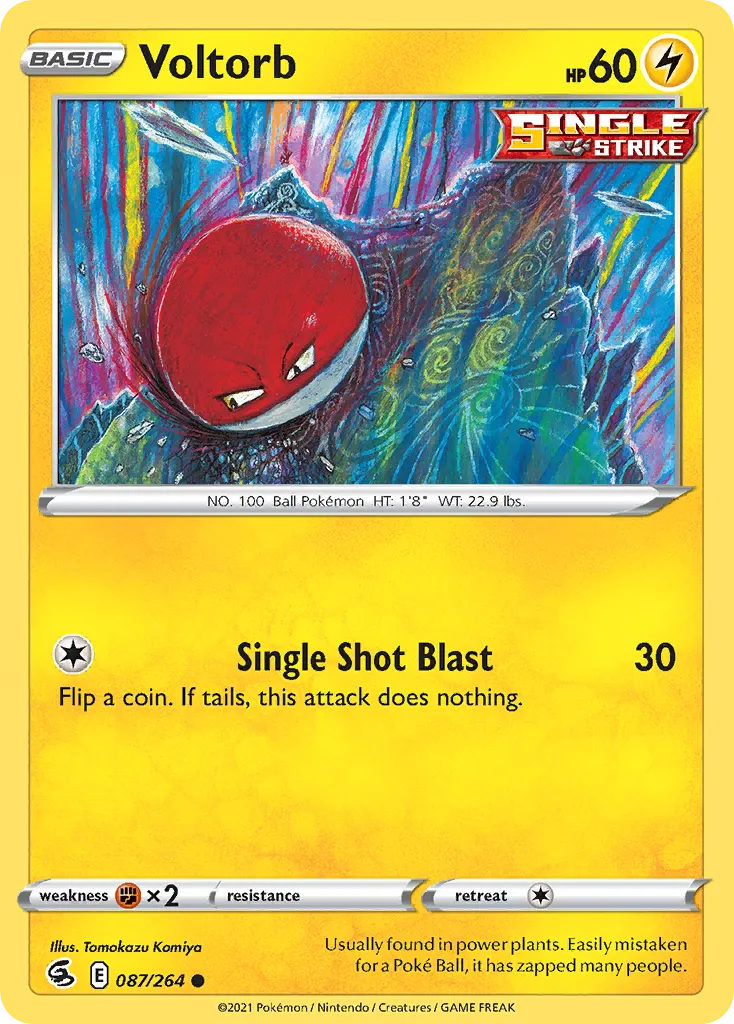2021 Fusion Strike Voltorb Common #087/264 Common card image