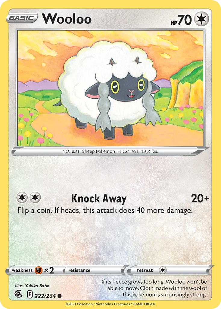 2021 Fusion Strike Wooloo #222/264 Common card image