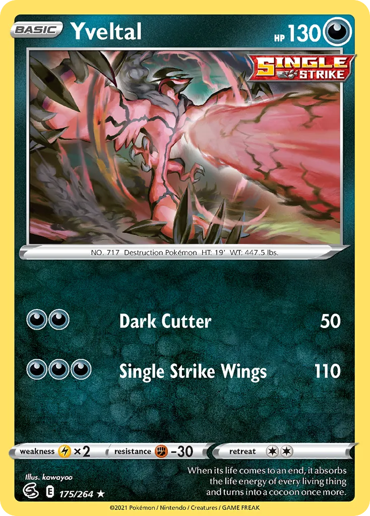 2021 Fusion Strike Yveltal Rare #175/264 Rare card image