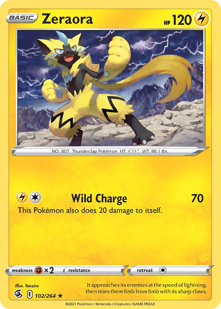 2021 Fusion Strike Zeraora Rare #102/264 Rare card image