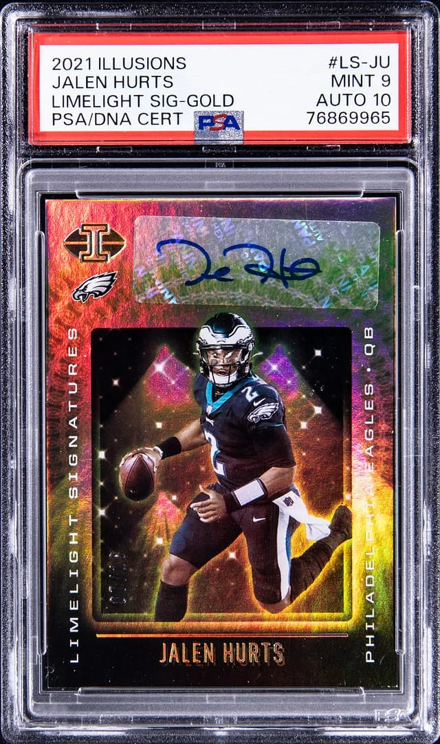 2021 Illusions Jalen Hurts Limelight Signature - Gold #LS-JU card image