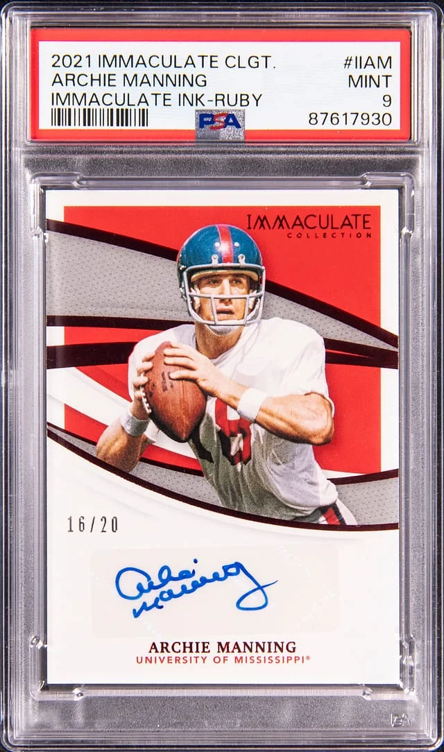2021 Immaculate Archie Manning Collection Collegiate Immaculate Ink Ruby Ole Miss #II-AM card image