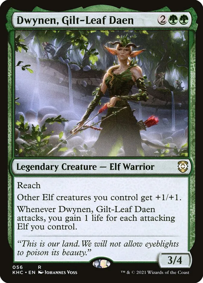 2021 Kaldheim Commander Dwynen, Gilt-Leaf Daen rare #56 unlisted card image