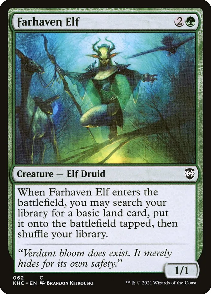 2021 Kaldheim Commander Farhaven Elf common #62 unlisted card image