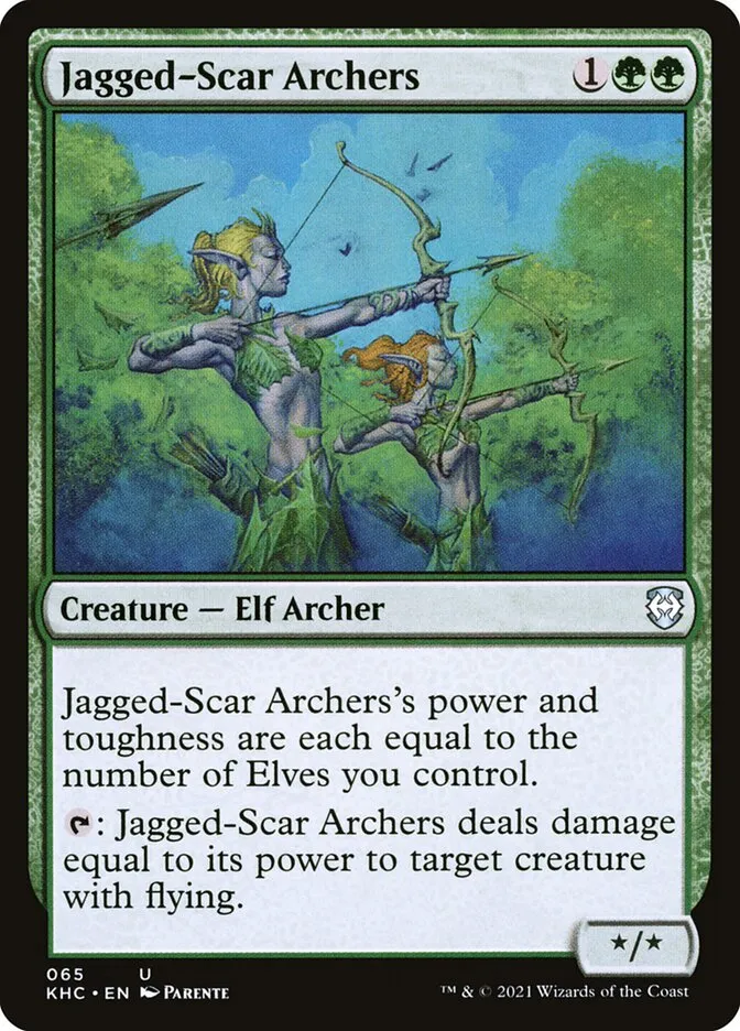 2021 Kaldheim Commander Jagged-Scar Archers uncommon #65 unlisted card image